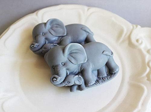 Moldes de sabão de elefante de mãe e bebê, moldes de silicone de elefante para bolo de fondant de chocolate decorando