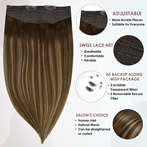 Extensões de cabelo de arame de balayage marrom cheio de brilho integral remy cabelos humanos e extensões de cabelo humano