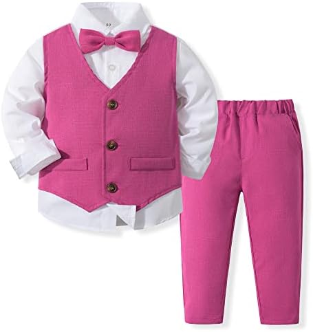 Tiepant Baby Boy's Fake Vest Gentleman Roupa de roupas de 2 peças para vestir 12 meses - 5 anos