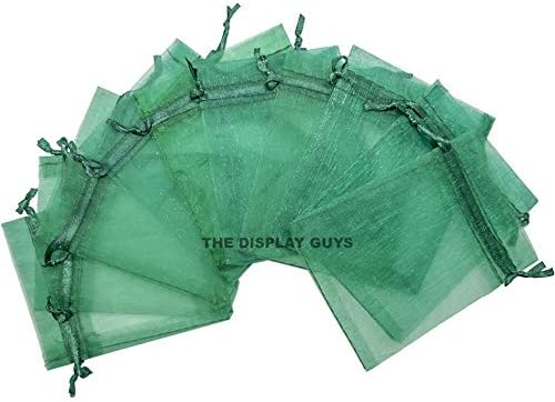 THEDISPLAYGUYS 100 PACK 3X4 Bolsas de presente verdes verdes verdes escuras com cordão de jóias, doces de festas de