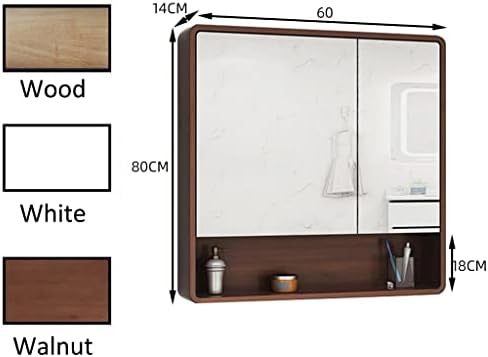Armário de remédios para banheiros de Fifor, armário de espelho de madeira de porta dupla, armazenamento montado na