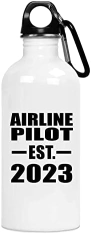 Designsify piloto de companhia aérea estabelecida est. 2023, garrafa de água de 20 onças de aço inoxidável copo isolado,