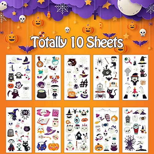 Leesgel 127 PCs tatuagens luminosas de Halloween, tatuagens temporárias para crianças decorações de Halloween, brindes de festas