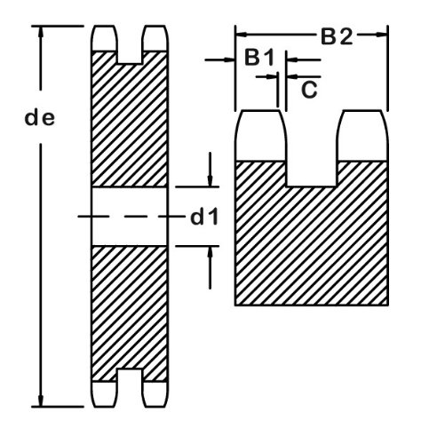 Ametric 2032A52 METRIC 2032A52 ISO 06B-2 PLACA PLACA PLACA 52 DOROS PARA A PARTE AMÉTRICA Nº 2032 DUPLA FORDA COM EM, 9.525MM MM,