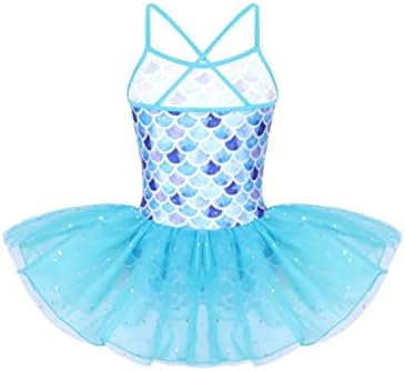 Yuumin Kids Girls Dance Ballet Tutu Dress Gymnastic Letard Mermaid lantejas de dança atlética