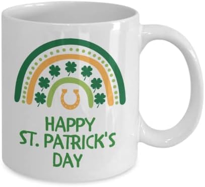 Caneca irlandesa Feliz caneca do dia de São Patrício com Lucky Rainbow Leprechaun Shamrock Horseshoe na Lucky Mug, caneca para março,