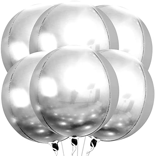 Balão grande de alumínio prateado de 22 polegadas - pacote de 6 | Balões de prata reutilizáveis ​​para decorações de graduação | Balão