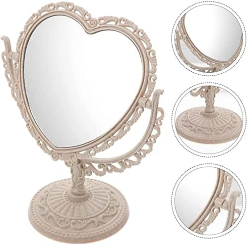 1 pacote simples e encantador e adorável, espelho cosmético em forma de coração 360, espelho de mesa cosmético, espelho de cômoda