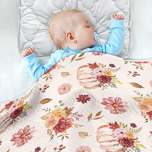 Cataku Fall Floral Pumpkins Baby Clanta para meninos meninas Cotores de algodão Cito de cobertores Cama Planejando macio de bebê