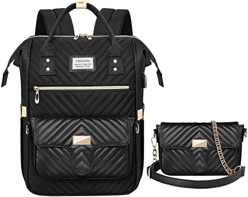 Vsnoon Laptop Mackpack for Women, mochila de laptop de 15,6 polegadas com bolsa de crossbody destacável, mochila de enfermeira