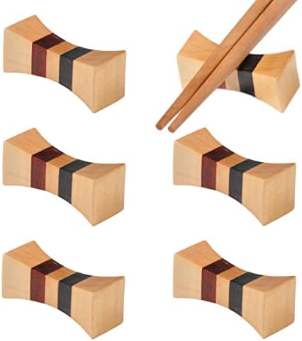 Pauzinhos de madeira naturais repous suportes de mão feita à mão com pauzinhos em forma de travesseiro Restos garfo de madeira e suporte de faca de suporte de mesa de jantar conjunto de 6