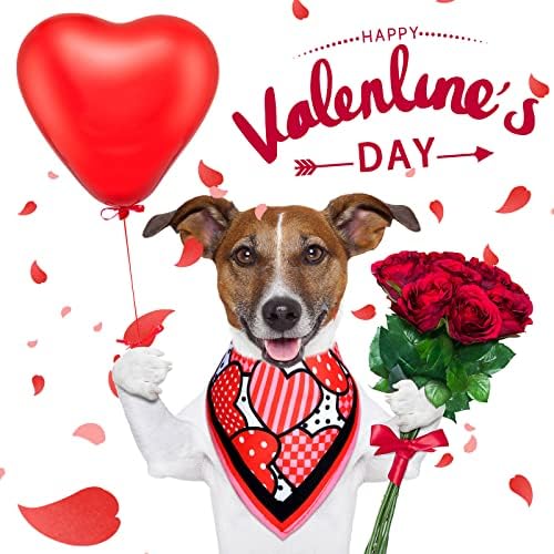 12 peças do dia dos namorados cachorro bandana triangle lenço de babador com coração de lábios e padrões de amor acessíveis acessórios