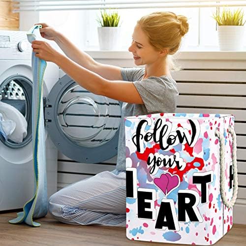 Deyya Lettering Heart Inspirational Laundry Baskets dificultam altos e resistentes para crianças adultas meninos adolescentes
