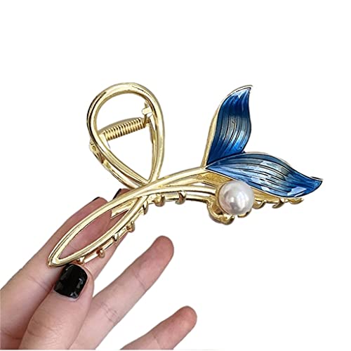 Wohon Pearl Fish Tail Cabinete para mulheres no verão, clipe de pegador de metal grande para roupas de cabelos de clipe de