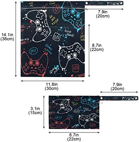 Xigua gamepad bolsa molhada à prova d'água para fraldas de pano lavável sacos seco reutilizáveis ​​com 2 bolsos com zíper para