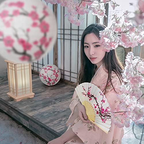 Lyart 5pcs chineses japonês design de papel lâmpada de papel para sombra e 5pcs fã de mão dobrável de seda para festa