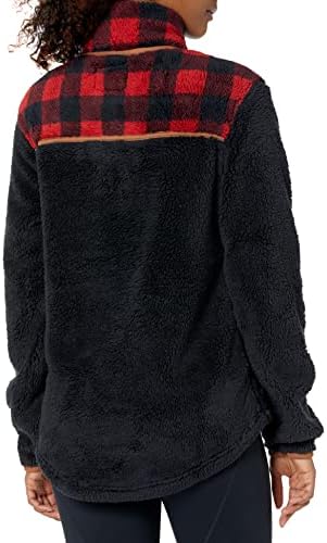 Lendário Whitetails Standard Fuzzy Hide Hide Pullover 1/4 Zip, Buffalo Plaid, Grande