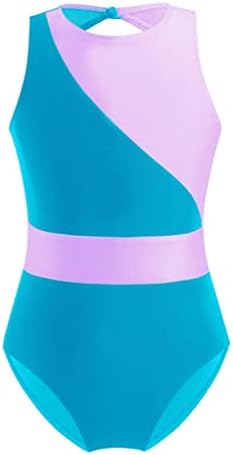 Jowowha Kids Girls One Piece Ginástica Letard Sleeveless Color Patchwork Dance Letard Top Top Fitness Yoga Macacão