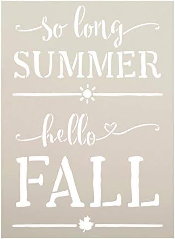 Tão longo verão Hello Fall Stencil by Studior12 | Folhas de sol cursivas sazonais artesanais | Presente de letras