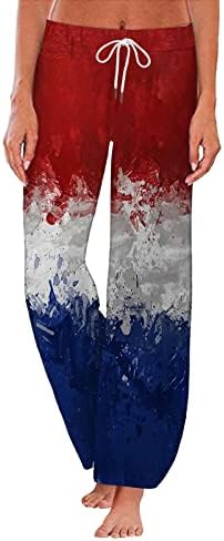 Miashui plus size leggings com bolsos do Dia da Independência do Dia da Independência Casual Yoga Print Loose Mid Women's Elasty