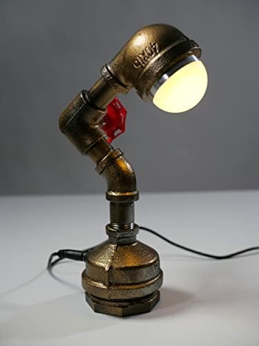 Lâmpada de tubo de ferro industrial liderada por Kashikoi, luminária de mesa de mesa de mesa de steampunk retrô com alça