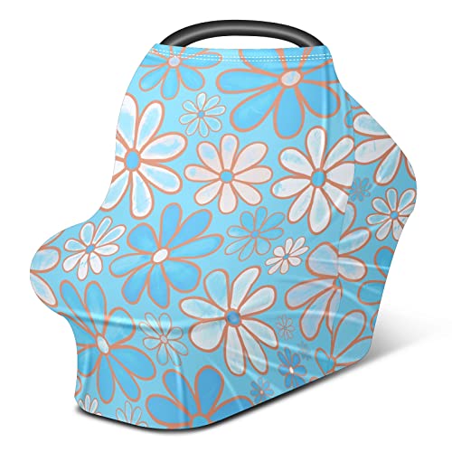 Capas de assento de carro para bebês Big Floral Nature Pattern Blue Azul Cover de enfermagem Campa de carrinho de amamentação