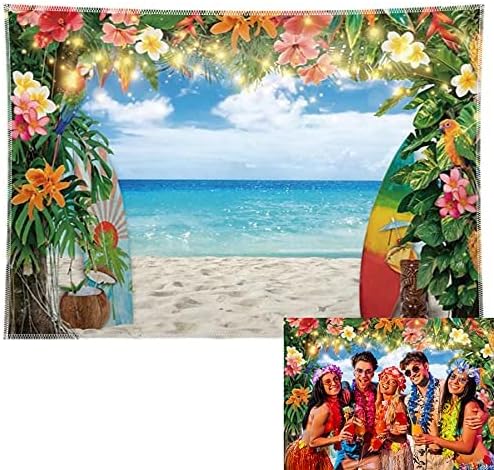 YCUCUEI 8x6ft Tecido de verão Havaiano Photografia de praia Tropical Folhas de palmeiras tropicais Planto de surf ALOHA Luau