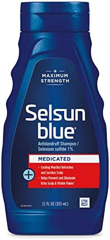Selsun Blue Medicate Anti-casca shampoo com mentol, 11 fl. oz., força máxima, sulfeto de selênio 1%