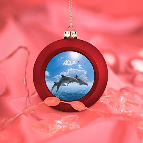 Dolfins e baleias do mar Bolas de Natal Ornamentos de folga Golden grandes bolas penduradas para a árvore de Natal