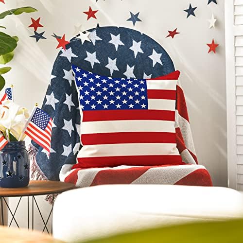 Avoin 4 de julho patriótico dizendo tampas de travesseiro azul de 20 x 20 conjuntos de 4, Freedom America Liberty USA Independence