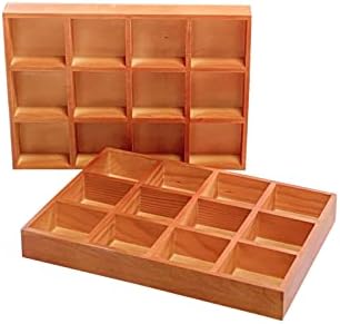 2 pacote de pacote de madeira bandeja de grade de madeira Organizador dividido Caixa de seção acabada marrom
