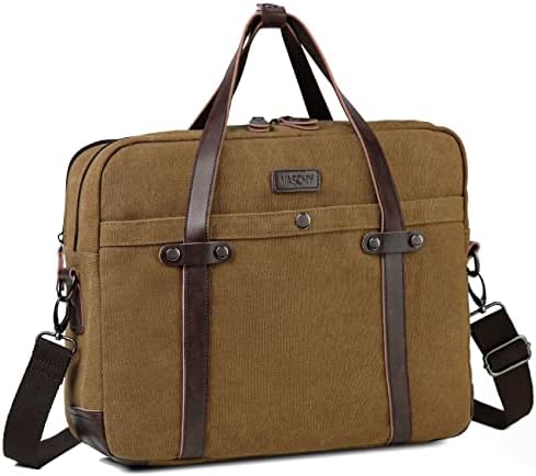 Bolsa de laptop vaschy para homens, lona vintage resistente à água de 15,6 polegadas Bolsa de ombro de bolsas de mensagens