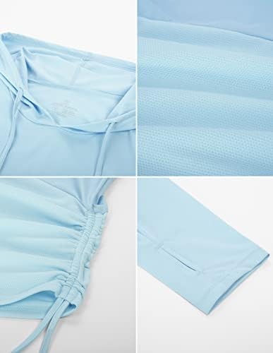 Jack Smith Smith UPF 50+ Proteção solar Capuz de manga comprida camisa de pesca de caminhada seca rápida com cordão