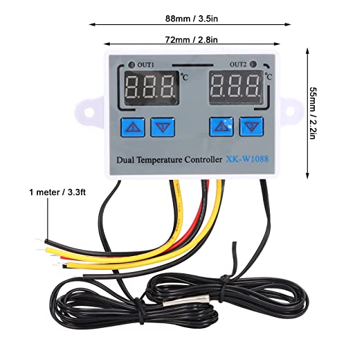 Termostato digital, 2 relés 12V de saída direta umidificar desumidificar o interruptor de temperatura de controle duplo para estufa