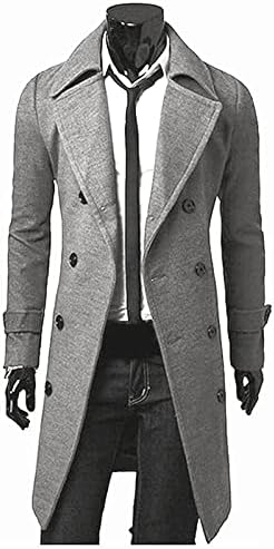 Oioloyjm Men's Casual Casual Casual 2023 Fit Slim entalhado colarinho comprido sobretudo com casaco de peito único com bolsos