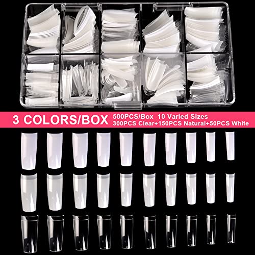 Kads 500pcs kit de dicas de unhas falsas dicas de unhas francesas de unhas de unha de unha