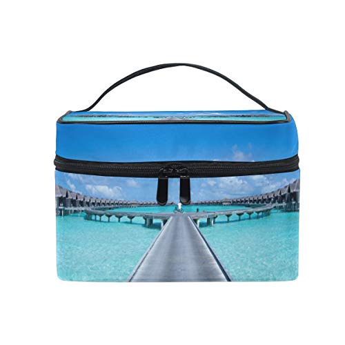 Portátil Famous Resort Print Prind Travel Bag de maquiagem de maquiagem Case de maquiagem Case de higieness de estojo de estojo