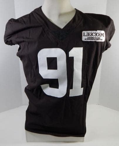 2020 Cleveland Browns Joe Jackson 91 Game usado Brown Practice Jersey 46+2 5998 - Jerseys de jogo NFL não assinado usados