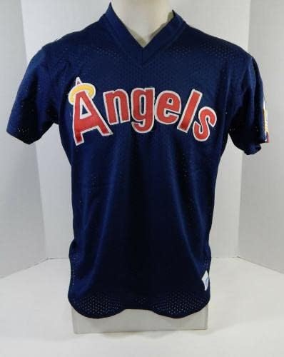 1990 California Angels 29 Game usou Blue Jersey Batting Practice USA Patch 230 - Jerseys MLB usados ​​para o jogo