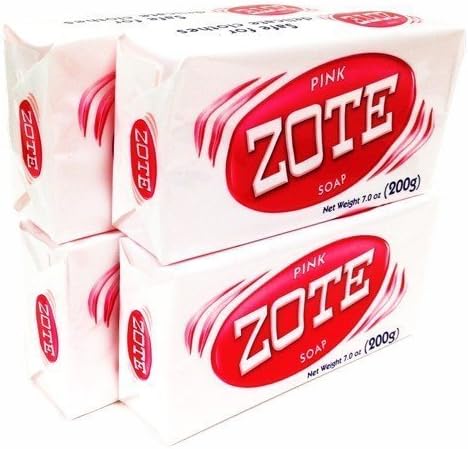 Zote Laundry Soap Bar - Removedor de manchas - isca de peixe -gato - rosa 4 barras -7 oz cada um por zote