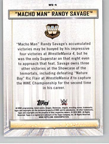 2020 Topps WWE Road to WrestleMania as estrelas mais vencedoras da história #WS-4 Macho Man Randy Savage Wrestling Trading Card