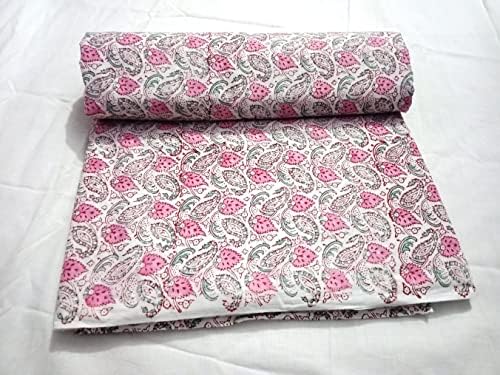 Mão de algodão macio de algodão macio impresso em bloco manual, tecido de flor estampada para kurti, vestido, trabalho artesanal,