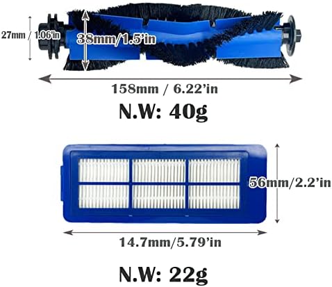 Kit de substituição de escova de elfofle e filtros para eufy robovac 11s max, 15c max, 30c max, g20, g30, g30 borda, g32 pro