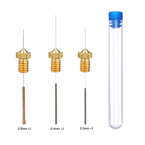 Bocais de impressora 3d 3d 3d, 40pcs bico de extrusão de latão 0,2 mm/0,4 mm/0,8 mm para e3d v5 v6 prusa i3 para