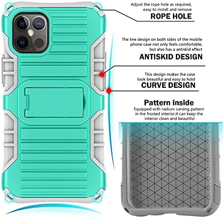 E-Tree para iPhone 12 Case/iPhone 12 Pro Case, [Com Crossbody cordão e suporte] [Choques à prova de choque] Tampa protetora