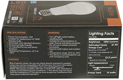Elegante Lightbulb de LED de 15w de 15w A19 - Bulbo de iluminação doméstica de uso geral - branca - 1600lm, 240 graus, E26,