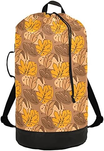 Outono de outono folhas de ação de graças mochila de lavanderia pesada com alças de ombro Handles Travel Bolsa de lavanderia