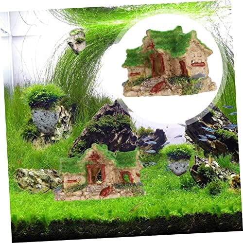 Simulação da caverna de Yarnow Betta Landscape realista com decorações Ornamento de peixe verde Hollo