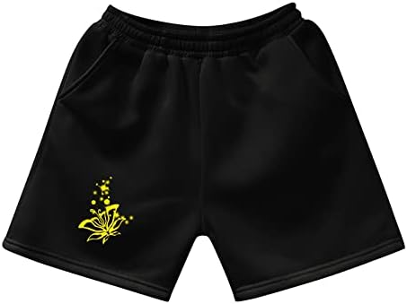 Seaintheson Summer Elastic Short calça bolso de bolsa de shorts Executando calças de ioga atlética de cintura elástica