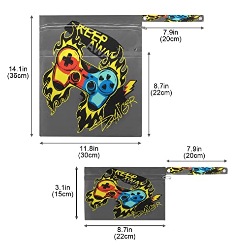 Kigai Color Game Joystick Beach Saco seco molhado 2 pacote - Sacos de fraldas de pano - organizador de fraldas reutilizáveis